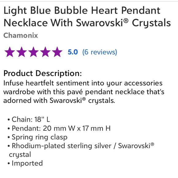 Blue bubble heart swarovski crystal necklace NWT - Picture 2 of 7